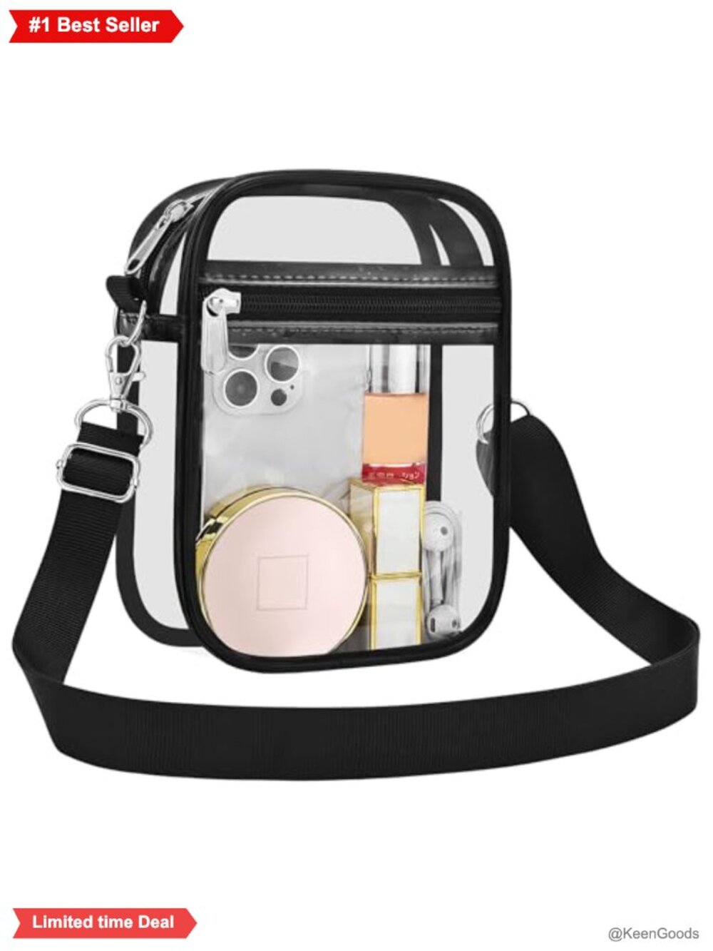 Clear Stadium Messenger Bag PVC Crossbody with Adjustable Strap